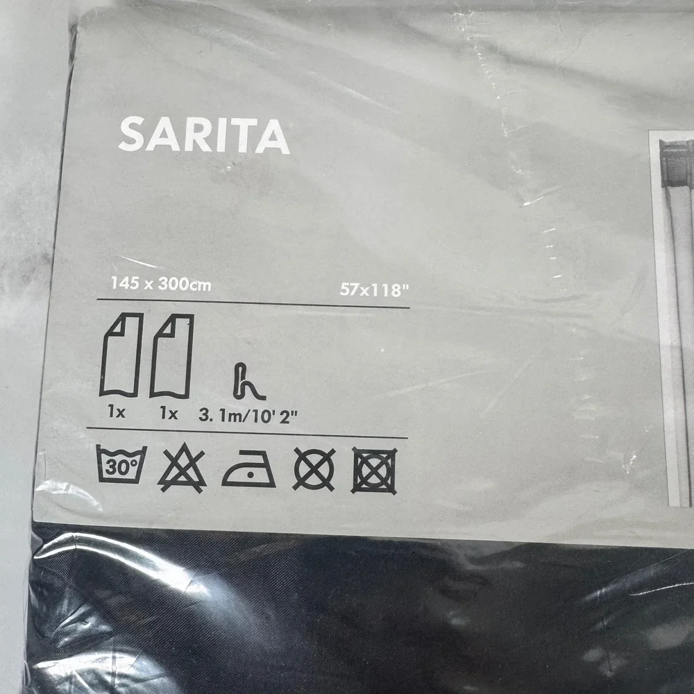 Ikea Sarita Black Sheer Curtains Twin Pack 2 Panels 57